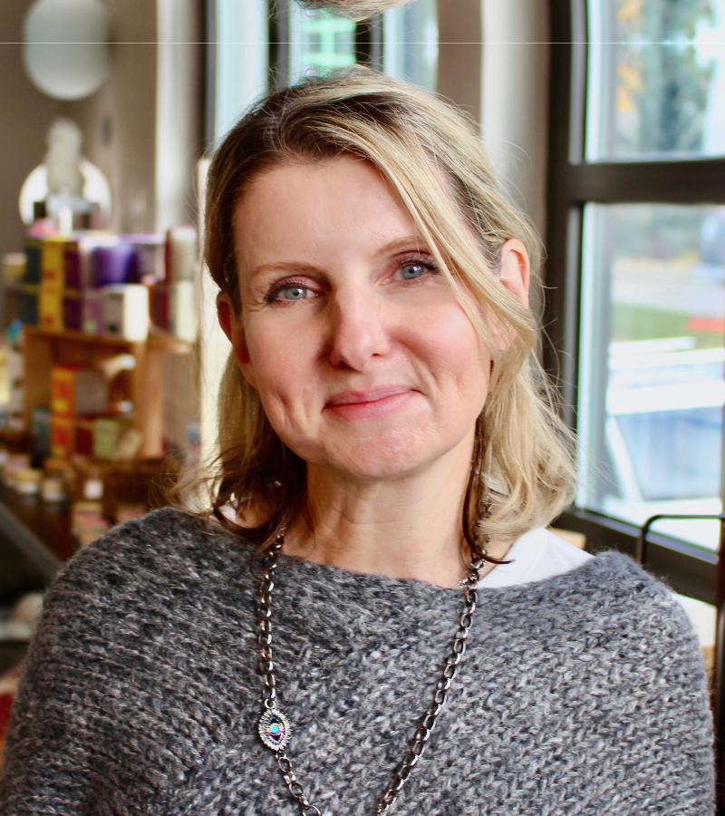 Penny Thomson inside Penny Fausta Pharmacy